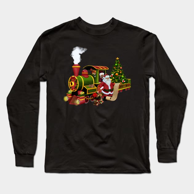 Santa Claus with a train Long Sleeve T-Shirt by Nicky2342